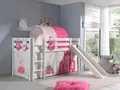 Produktbild: Vipack Hochbett Pino, Spielbett massiv Kiefer, stabil gebaut, 3 Korpusfarben zur Wahl (inkl. Rolllattenrost, Leiter und Absturzschutz, mit oder ohne Rutsche) Textil-Set 