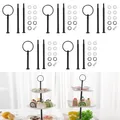 Produktbild: 5 Pack Etageren Stangen Set, Etagere Bausatz mit Schrauben und Unterlegscheiben Metallstangen Mittellochausstech für Hochzeitstorte Tortenständer Buffet Torten Halter Obsttablett Snackteller (Schwarz)
