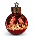Produktbild: formano LED Deko-Kugel Frosty Rot 30 cm Farb-Glaskugel in Ice-Optik Timer 6h/18h beleuchtet - Batteriebetrieben - Herbst Winter Weihnachtsdeko für Tisch Regal Fensterbank