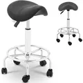 Produktbild: Physa - Sattelhocker Rollhocker Mit Lehne Drehhocker Arbeitshocker Verstellbar Schwarz