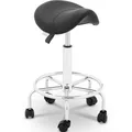 Produktbild: Sattelhocker Rollhocker Mit Lehne Drehhocker Arbeitshocker Verstellbar Schwarz