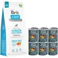 Produktbild: BRIT CARE Dog Grain-free Junior Large Breed Salmon 12kg + Wild Farm Superfood Rindfleisch 6x400g getreidefreies Hundefutter