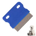 Produktbild: iLamdeetek Haustierkämme aus Edelstahl, feines Zahnpflege-Werkzeug, Anti-Flea-Kämme mit rutschfestem Griff, Tränenfleckenentferner, Blau