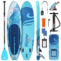 Produktbild: SereneLife Stand Up Paddling Board Blaue Welle Aufblasbares SUP Set mit Paddel, Pumpe und Tasche Touring SUP für Kinder und Erwachsene rutschfest tragbar für See Fluss und Meer 155 kg Tragkraft