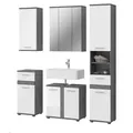 Produktbild: Inn.Furn Badmöbel-Set, Weiß Hochglanz, Grau, Holzwerkstoff, Glas, Metall, Uni, Rechteckig, 164x191x34 cm, FSC Mix, Badaccessoires