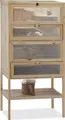 Produktbild: Relaxdays Hamsterkäfig aus Holz, 3 Etagen, Klappen, Sichtfenster, Gitterdach, Nagerkäfig XXL, HBT: 120x60x40 cm, natur