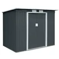 Produktbild: HATTORO P100 Gartenhaus mit Pultdach, Geräteschuppen 213x130x173cm, Gerätehaus mit 2 Schiebetüren, Belüftungsgitter & Metall-Rahmen, Modernes Grau/Anthrazit, Verzinkter Stahl