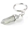 Produktbild: LAVISA Obelisk Schlüsselanhänger - Luxuriöser Edelstein Anhänger mit Edelstein nach Wahl - Jeder Stein ein Unikat - Heilende Wirkung, intensive Farben, edle Fassung (Labradorit)