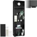 Produktbild: tectake® Bücherregal aus Holz - Standregal mit 5 offenen Fächern für Bücher, CDs als Wohnwand für Wohnzimmer, Home Office, Büro oder Küche - Kinderregal in Schwarz