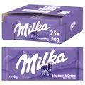 Produktbild: Milka Alpenmilch-Schokolade 25er Pack zarte Schokoladentafeln 90g Vorratspackung