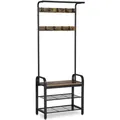 Produktbild: Vasagle Garderobenständer HSR40B, schwarz, mit 9 Haken, aus Metall, 183 x 72 cm