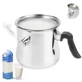 Produktbild: 1,5L Milchtopf Simmertopf Edelstahl Kochtopf Wasserbad Simmerntopf Wasserbad mit Flötenkessel Funktion Milchkochtopf Edelstahltopf