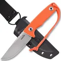 Produktbild: SCHNITZEL TRI - Outdoormesser mit Kydex-Scheide und Dangler Tragesystem - Bushcraft Jagdmesser Outdoor Messer Freizeitmesser Erwachsene (Orange)