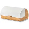 Produktbild: Zeller Present Brotkasten, Weiß, Natur, Metall, Bambus, halbrund, 39x27x19 cm, nachhaltig, Küchenzubehör, Brotkästen & -Körbe