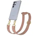 Produktbild: Handykette für Samsung Galaxy S25 Ultra Boho Case mit Band Hellblau / Rot - Gold