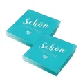 Produktbild: itenga Servietten Schön dass du da bist 30 x 30cm 3-lagig 40 Stück für Kommunion Konfirmation Hochzeit Taufe und andere Feiern (türkisblau)