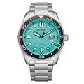 Produktbild: Citizen Herrenuhr Eco-Drive Solar mit Edelstahl Gliederband Silberfarben/Türkis