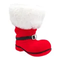 Produktbild: Idena 30539 - Nikolausstiefel ca. 16 x 11 x 18 cm, rot beflockter Weihnachtsstiefel mit Schnalle und Fellbesatz, als Weihnachtsdekoration oder Geschenkverpackung
