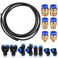 Produktbild: 10M PU Pneumatikschlauch, Pneumatic Polyurethane Pneumatik Schlauch, Flexibel Druckluftschlauch, mit 8 Stück Pneumatikverbinder Air Push Schnellkupplungen (Y/T/L/I förmig), Außen 6mm x Innen 4mm