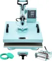 Produktbild: VEVOR Hitzepresse, 15 x 15 Zoll, 5-in-1-Wärmeübertragungsmaschine mit 30-oz-Tumbler-Presse, 360° wegschwenkbares T-Shirt-Pressen, digitale präzise Steuerung, für T-Shirts/Tassen/Hüte/Teller, grün