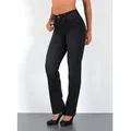 Produktbild: ESRA Straight-Jeans Premium Damen Straight Fit Jeans High Waist Hose bis Übergröße G5 Jeans Damen Straight Fit High Waist Damen Jeans Regular Stretch-Jeans schwarz 40