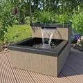 Produktbild: Terrassenteich Miniteich Wasserfall LED Beleuchtung Polyrattan Hochteich Garten