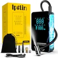 Produktbild: Ipflin Elektrische Luftpumpe, 150 PSI Tragbare Akku Kompressor 12V 5000mAh, Wiederaufladbarer Luftpumpe Fahrrad mit LED-Licht, Elektrische Fahrradpumpe für Auto, E-Bike, Motorrad