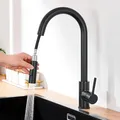 Produktbild: Lonheo Wasserhahn Küche Schwarz, Hochdruck Küchenarmatur Ausziehbar mit 2 Srahlarten, 360° Drehbar Mischbatterie Küche Edelstahl Spültischarmatur mit brause