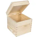 Produktbild: Creative Deco Quadratische Holzkiste mit Deckel | 16 x 16 x 16 cm (+/- 1 cm) | Holzbox Aufbewahrungsbox Spielzeugkiste Unlackiert Kasten | Ideal für Wertsachen, Spielzeuge und Werkzeuge