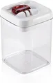 Produktbild: Leifheit Fresh and Easy Vorratsbehälter 1, 6L, eckig, luft- und wasserdichte Vorratsdose mit patentierter Einhand-Bedienung, Frischhaltedose, stapelbare Aufbewahrungsboxen, transparent, rot