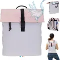 Produktbild: Rucksack Damen klein Elephant Takskal Fashion small medium DIN A4 aus Plane outdoor wetterfest Bürotasche für Damen mit Tablet PC Fach Freizeitrucksack 12820 grey/old rose Hell Grau - Rosa Pastell + Bagboom Schlüsseletui