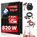 Produktbild: Balkonkraftwerk 820 Watt Komplettset mit 2x 410W Mono-PERC Solarmodulen der Marke Sunova Solar, Steckdose, APsystems Wechselrichter, 5 Meter Schutzkontaktkabel, 4x 2 Meter DC Kabel, ohne Halterung