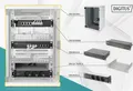 Produktbild: DIGITUS Netzwerk-Set DN-10-SET-2 | 10 Zoll Wandschrank 9HE | inkl. Switch, Patchpanel, Fachboden, PDU | grau RAL 7035