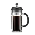 Produktbild: Bodum Caffettiera French Press Schwarz – 1L / 8 Tassen Kaffeebereiter – Hitzebeständiges Glas – Edelstahlfilter – BPA-frei & spülmaschinenfest – Hergestellt in Portugal