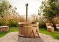 Produktbild: FinnTherm Holz Badefass Bergen, Hot Tub Ø 200 x 110 cm für 6-8 Personen, inkl. Edelstahl-Ofen 22 kW, Einstiegsleiter & Sitzbänken