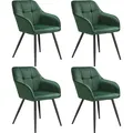 Produktbild: TecTake GmbH Stuhl Marilyn, Samtoptik, gesteppt - dunkelgrün/schwarz, 4er Set 405773