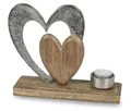 Produktbild: formano Geschenke zum Valentinstag Dekorative Herz-Skulptur als Teelichtleuchter 20x23cm eine Kombination aus silbernem Aluminium und Mangoholz