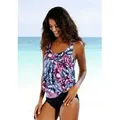 Produktbild: Oversize-Tankini LASCANA, Damen, Gr. 36, N-Gr, bunt (schwarz, pink), Polyamid, bedruckt, Bikini-Sets, im fantasievollen Trend-Design