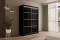 Produktbild: ALTDECOR Kleiderschrank mit Lacobel-Schiebetüren, kugelgelagerte Führungsschienen und Aluminium- Leisten, LED-Beleuchtung (weiß + 16 Farben) und Fernbedienung - PEKA3 - 120 cm Schwarz / Schwarz