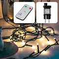 Produktbild: hellum LED Lichterkette Außen mit Timer, 17,9m beleuchtet 180 LED, Lichterkette warmweiß mit Fernbedienung, strombetrieben mit Stecker, Weihnachtsbaumbeleuchtung Kabel in grün <59 lm 577150