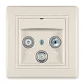 Produktbild: ALING-CONEL TV/RF/SAT Antennendose/Abschlußdose mit drei Ausgängen inkl.Rahmen (komplett) Beige (RAL 1013)