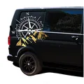 Produktbild: Finest Folia Autoaufkleber Kompass Berge 60x56 cm – Wetterfester Wohnmobil Auto Sticker für Camper Caravan Wohnwagen Offroad Van SUV – Selbstklebende Premium Folie Weiß Gold KX072 KX073