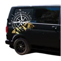 Produktbild: Aufkleber Set Kompass Berge 60x56cm Sticker Auto Wohnwagen Camper KX072 Weiß Gol