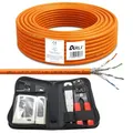 Produktbild: ARLI CAT 7 Verlegekabel 50m Netzwerkkabel + Werkzeug Set Crimpzange + LSA Anlegewerkzeug + Tester + Messer Halogenfrei Installationskabel Kabel Netzwerk Verkabelung Datenkabel CAT7 AWG23/1 Werkzeug