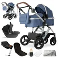 Produktbild: Bergsteiger Nizza 3 in 1 Kinderwagen, Kombikinderwagen Komplettset, Auto-Babyschale & Isofix Station, Babywanne & Buggy Sportsitz inklusive