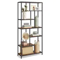 Produktbild: VASAGLE Bücherregal, Regal mit 6 Ablagen, Standregal, Ablagen aus Holzspan, 30 x 80 x 180 cm, für Arbeitszimmer, Büro, Wohnzimmer, Schlafzimmer, Küche, tintenschwarz-vintagebraun LLS119B01