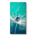 Produktbild: DEQORI Glasuhr | horizontal 30x60 cm | Motiv Samen mit Wassertropfen | große XXL Design Uhr aus Glas | leise Wanduhr für Wohnzimmer & Küche | moderne Hingucker Uhr für die Wand