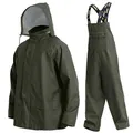 Produktbild: Navis Marine Regenanzug Herren Wasserdicht - Regenjacke & Regenlatzhose mit Abnehmbarer Kapuze, Robuste PU-Arbeitskleidung für Bau, Industrie, Angeln(Green,S)