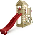 Produktbild: WICKEY Spielturm Klettergerüst JoyFlyer mit Rutsche, Kletterturm mit Sandkasten, Leiter & Spiel-Zubehör - rot