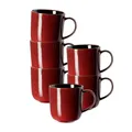Produktbild: Ritzenhoff & Breker Gambia Kaffeebecher 6er Set, 400 ml, Runde Henkelbecher mit Farbverläufen, Skandinavisches Design mit Reaktivglasur, Steinzeug, Rot